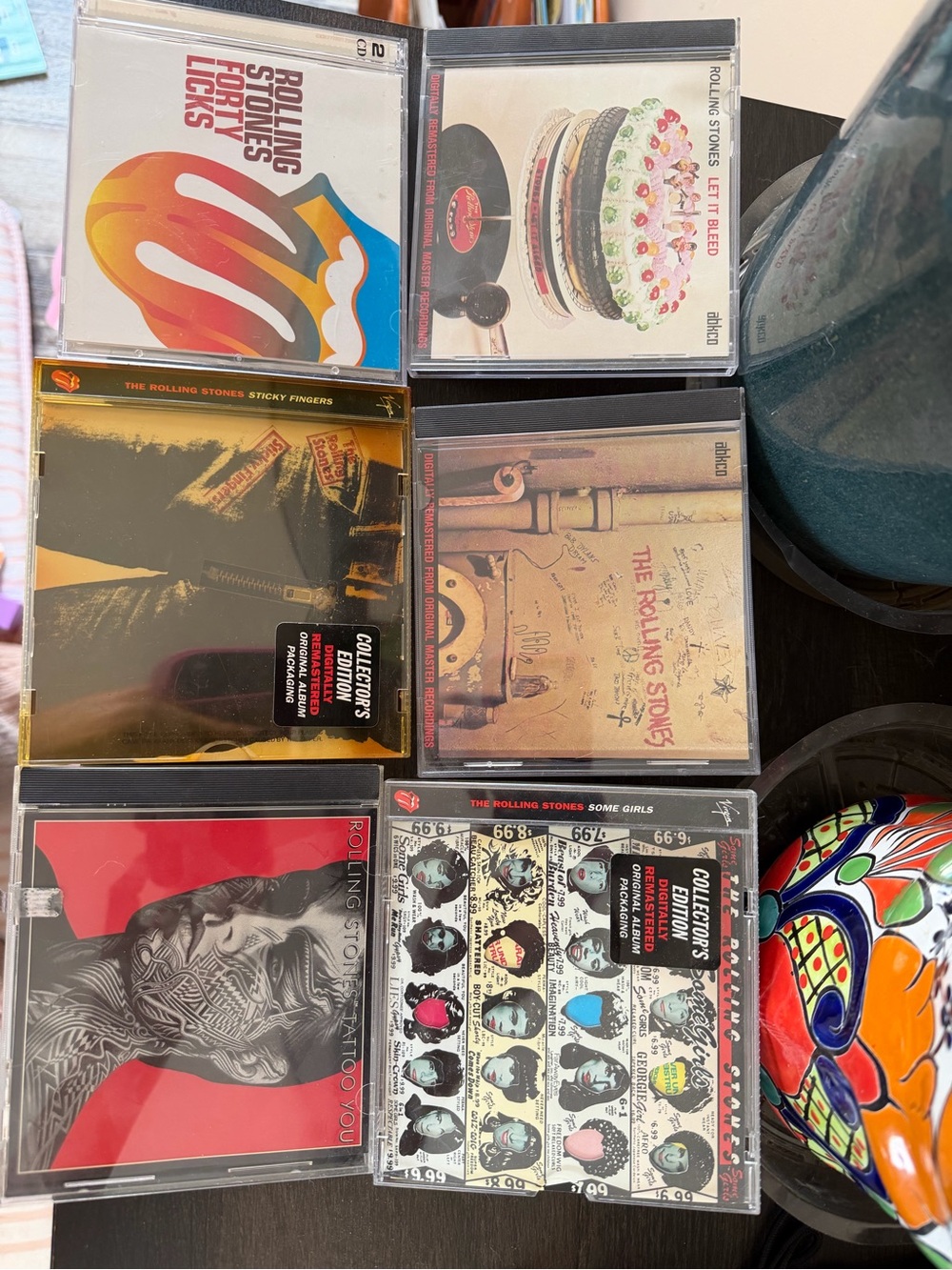 the Rolling Stones CD Lot with Red, Black, White, Yellow Accents